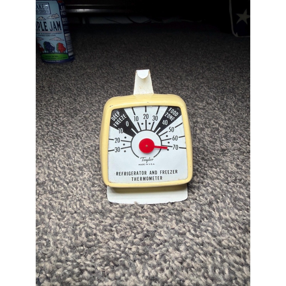 Vintage Taylor Refrigerator & Freezer Thermometer• Yellow •  Tested • 1950s